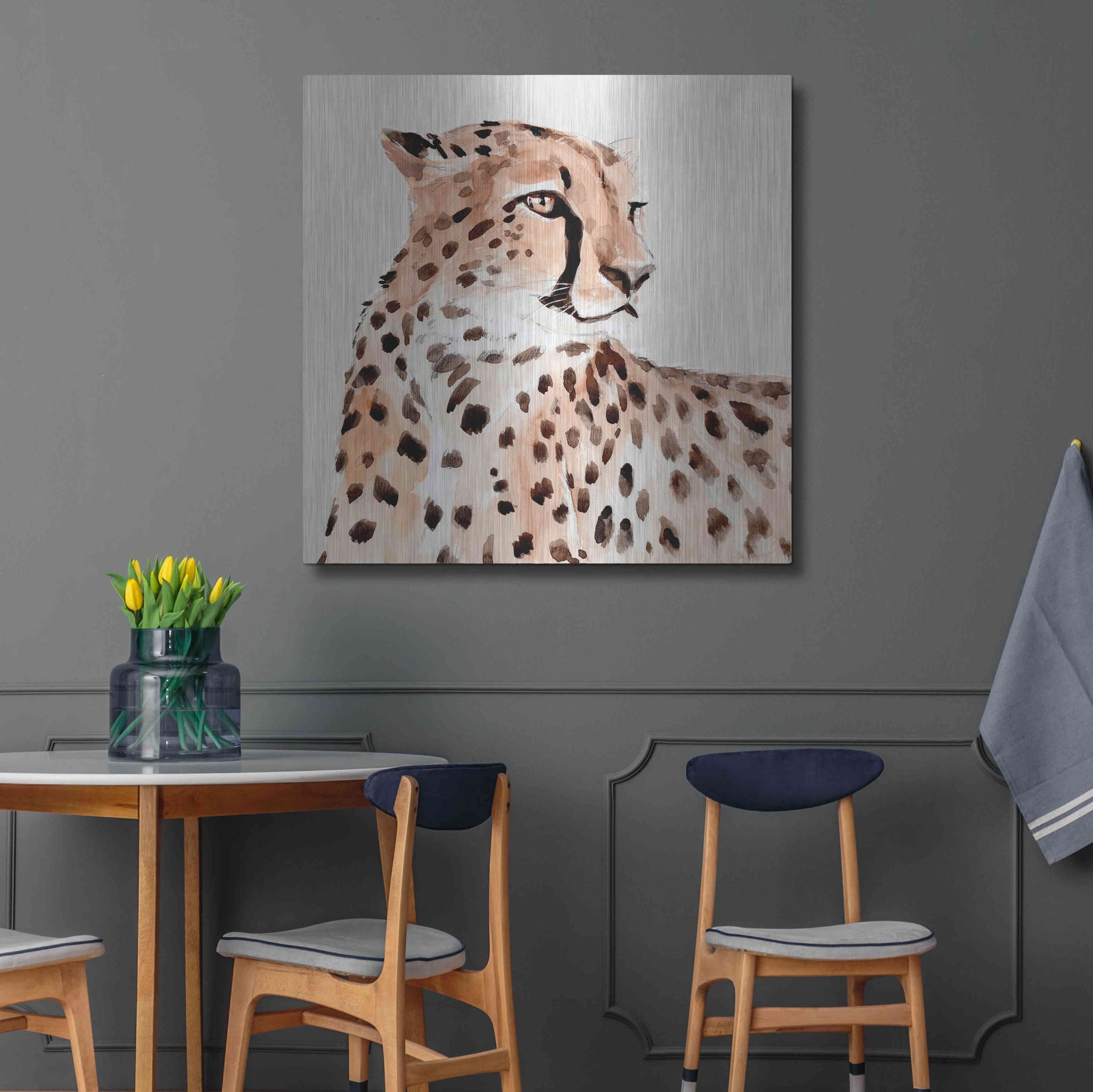 Luxe Metal Art 'Saharan Cheetah I' by Annie Warren, Metal Wall Art,36x36