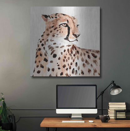 Luxe Metal Art 'Saharan Cheetah I' by Annie Warren, Metal Wall Art,36x36