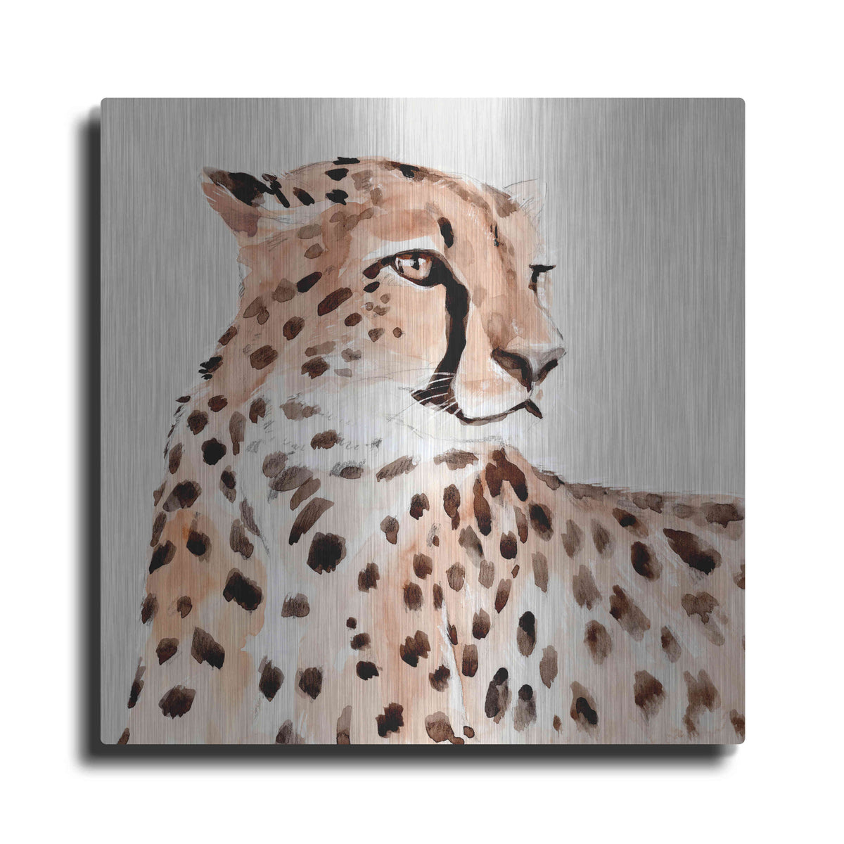 Luxe Metal Art 'Saharan Cheetah I' by Annie Warren, Metal Wall Art