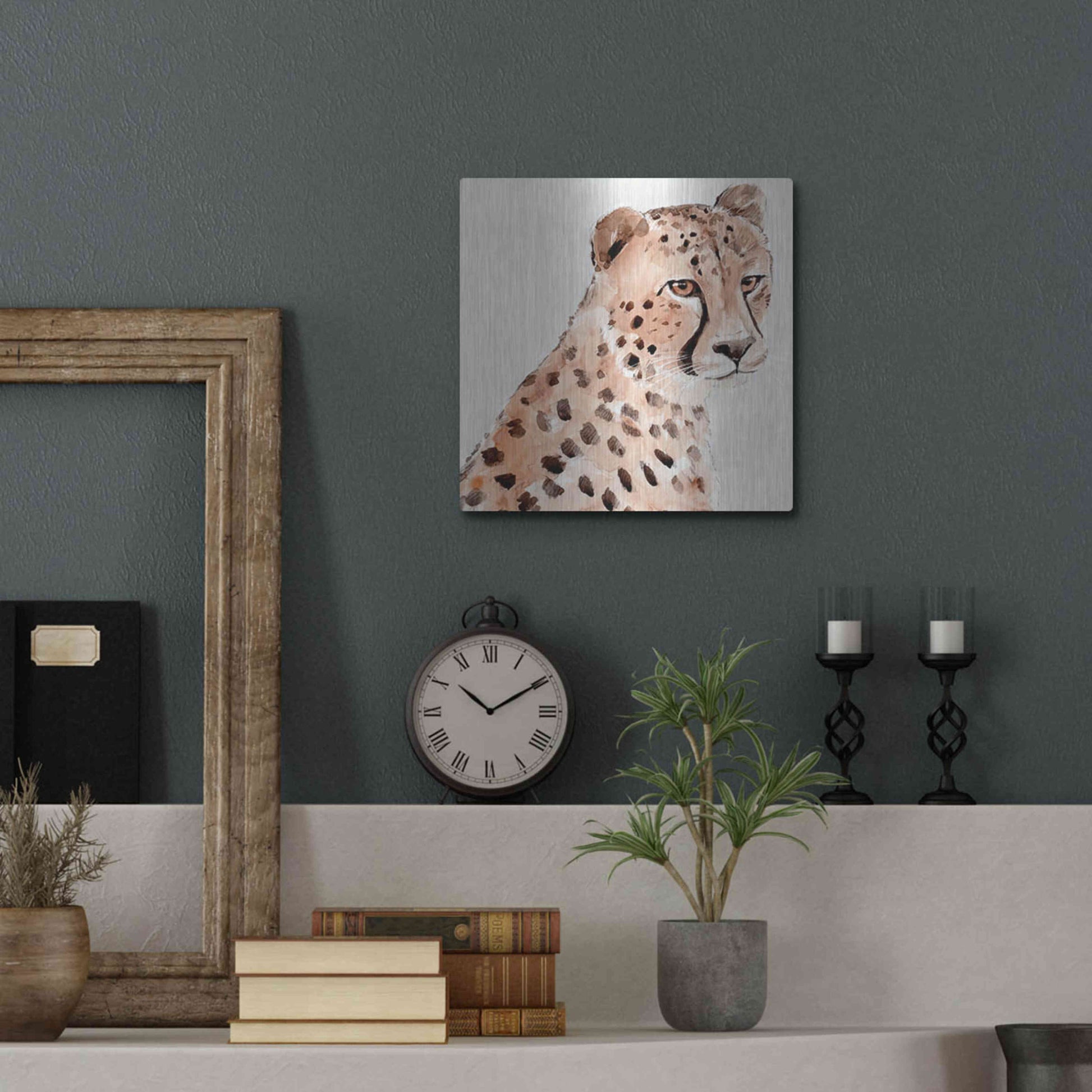 Luxe Metal Art 'Saharan Cheetah II' by Annie Warren, Metal Wall Art,12x12