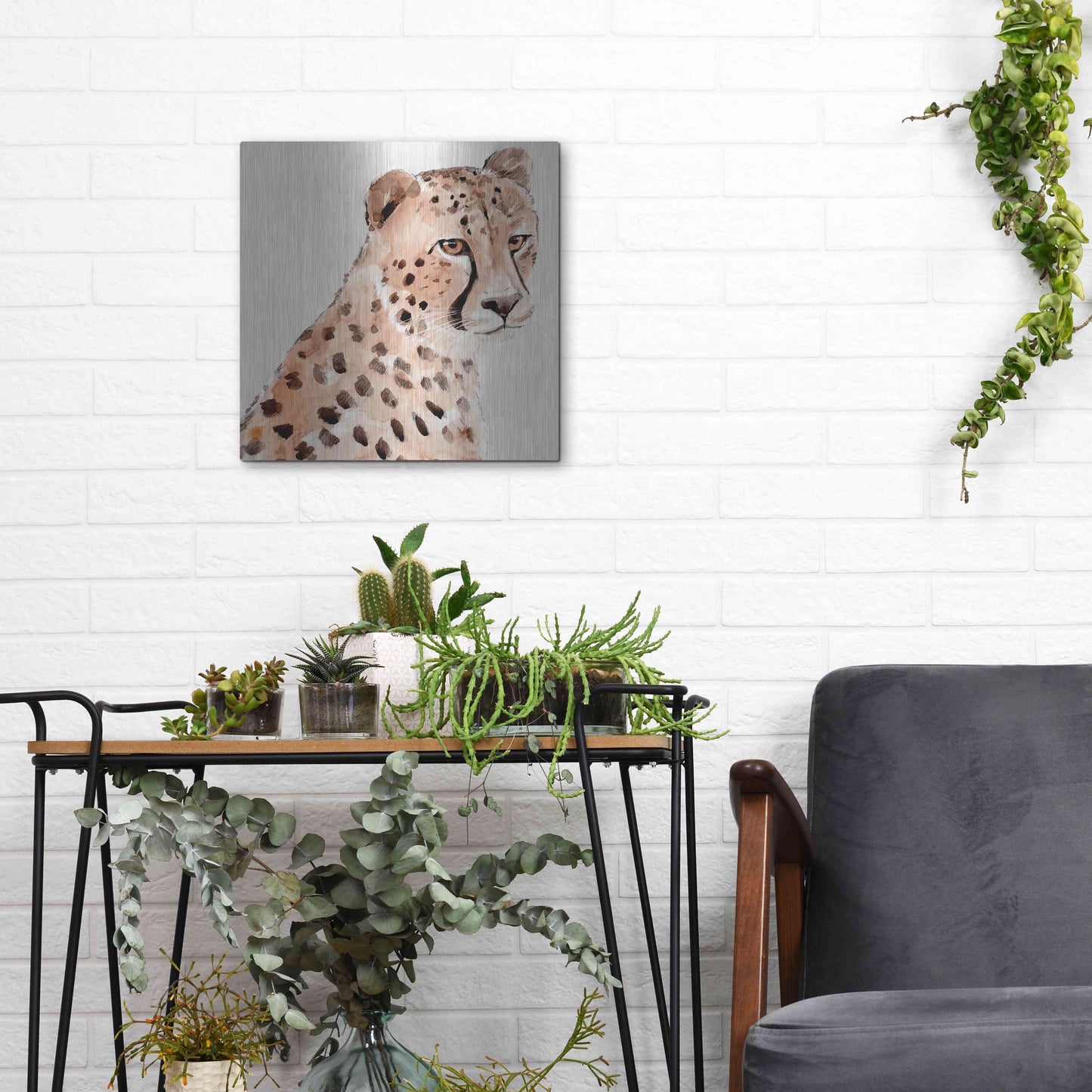 Luxe Metal Art 'Saharan Cheetah II' by Annie Warren, Metal Wall Art,12x12
