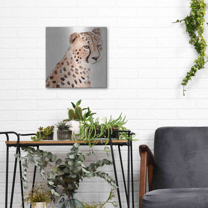 Luxe Metal Art 'Saharan Cheetah II' by Annie Warren, Metal Wall Art,12x12