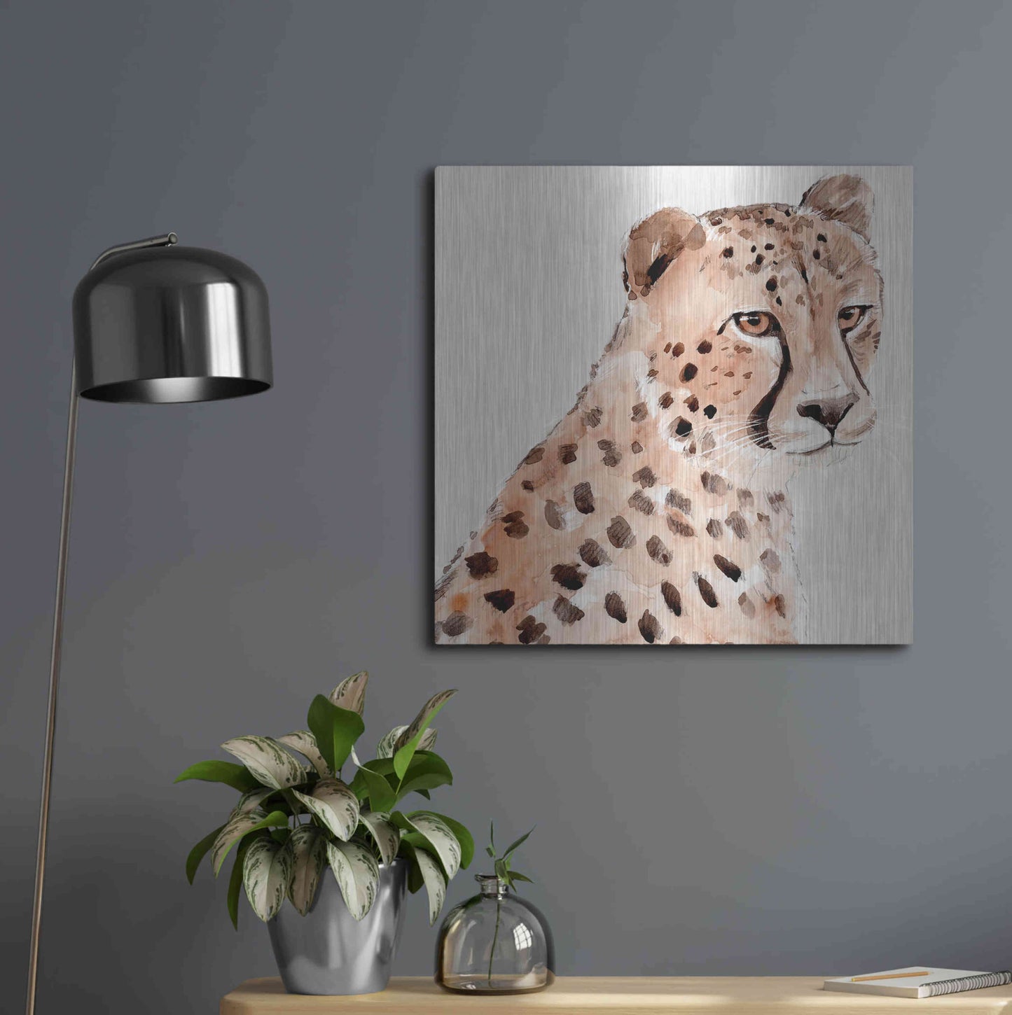 Luxe Metal Art 'Saharan Cheetah II' by Annie Warren, Metal Wall Art,24x24