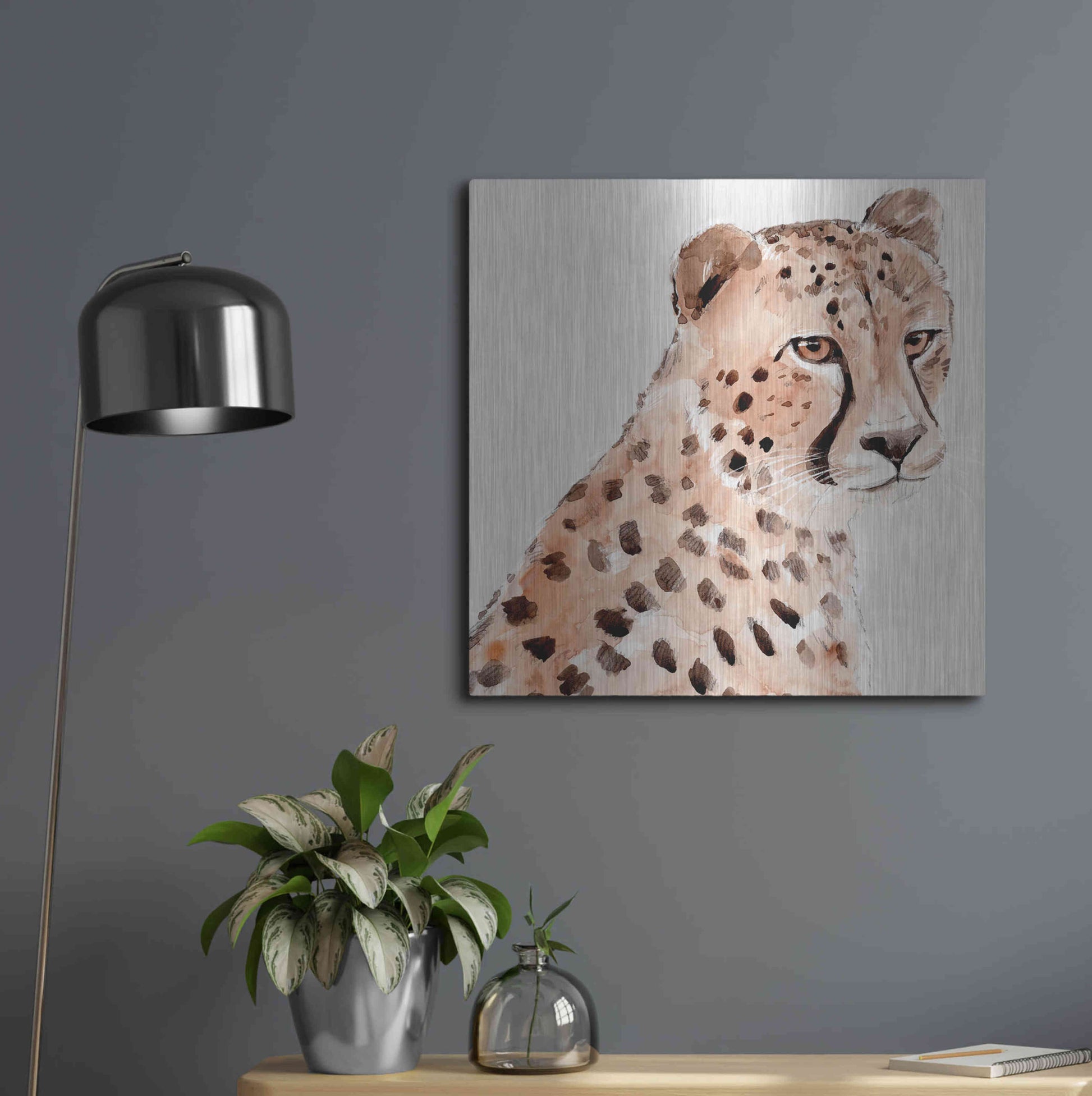 Luxe Metal Art 'Saharan Cheetah II' by Annie Warren, Metal Wall Art,24x24