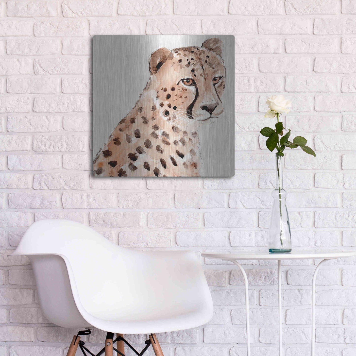Luxe Metal Art 'Saharan Cheetah II' by Annie Warren, Metal Wall Art,24x24
