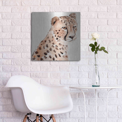 Luxe Metal Art 'Saharan Cheetah II' by Annie Warren, Metal Wall Art,24x24