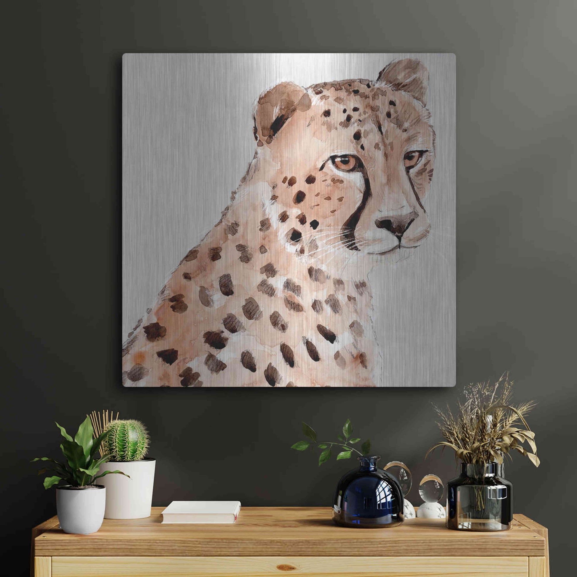 Luxe Metal Art 'Saharan Cheetah II' by Annie Warren, Metal Wall Art,24x24