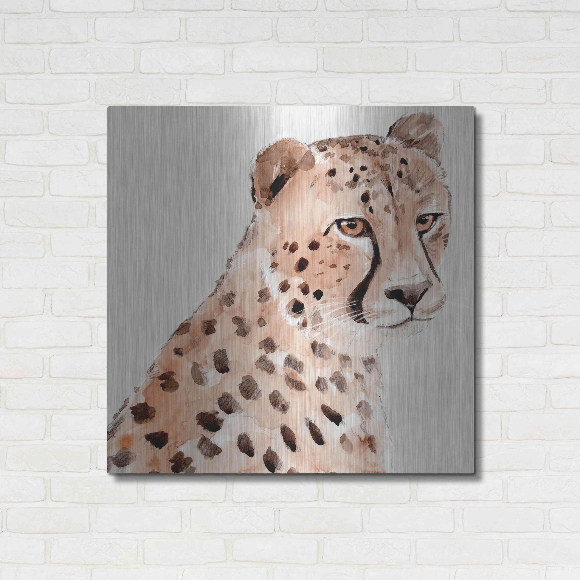 Luxe Metal Art 'Saharan Cheetah II' by Annie Warren, Metal Wall Art,36x36