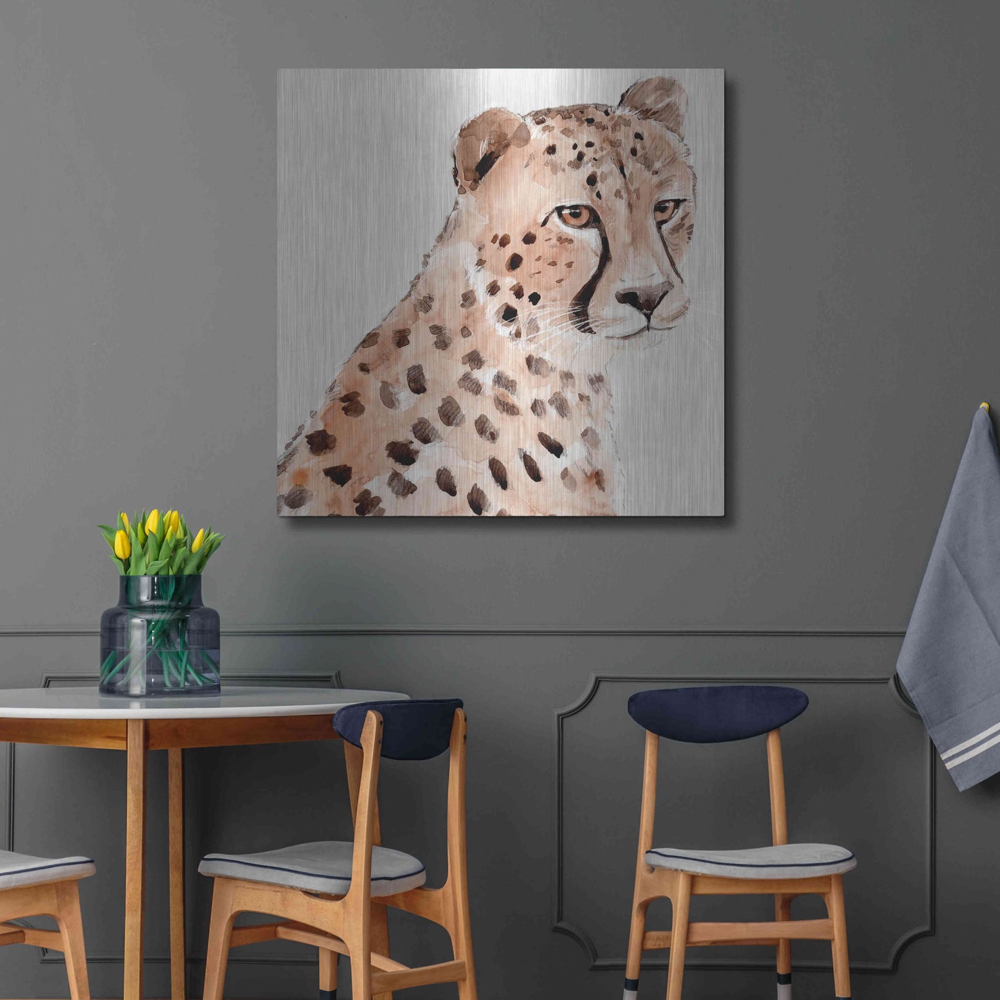 Luxe Metal Art 'Saharan Cheetah II' by Annie Warren, Metal Wall Art,36x36