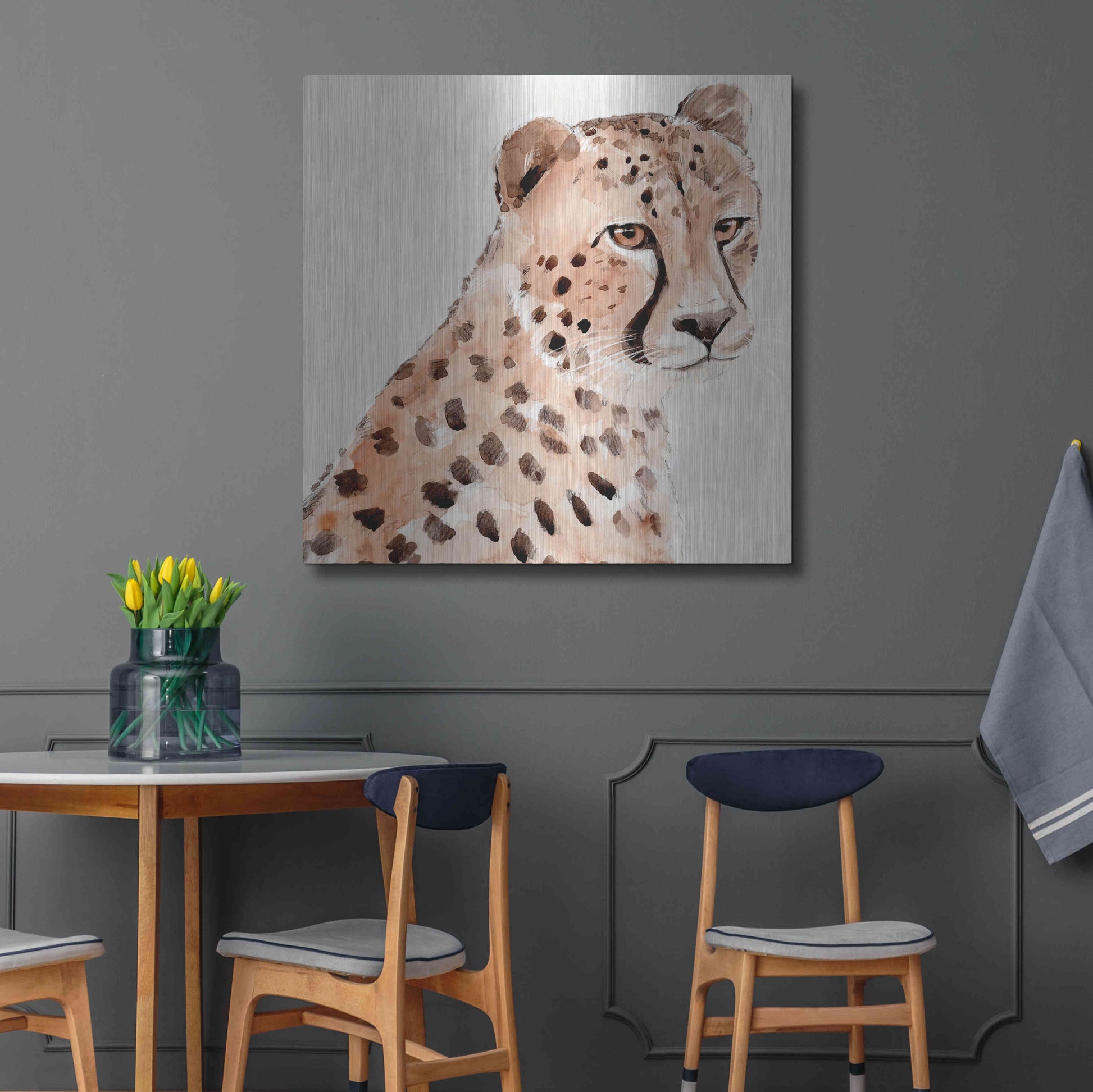 Luxe Metal Art 'Saharan Cheetah II' by Annie Warren, Metal Wall Art,36x36