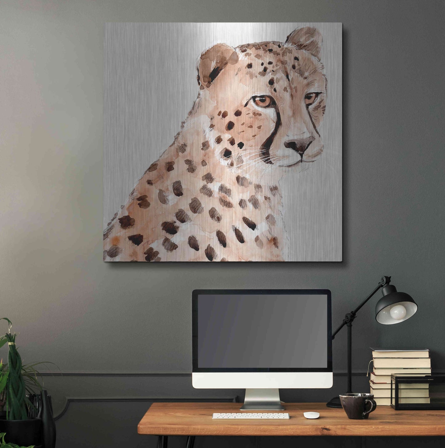 Luxe Metal Art 'Saharan Cheetah II' by Annie Warren, Metal Wall Art,36x36