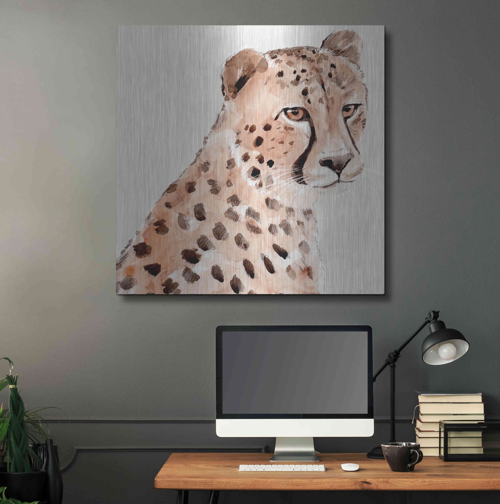 Luxe Metal Art 'Saharan Cheetah II' by Annie Warren, Metal Wall Art,36x36