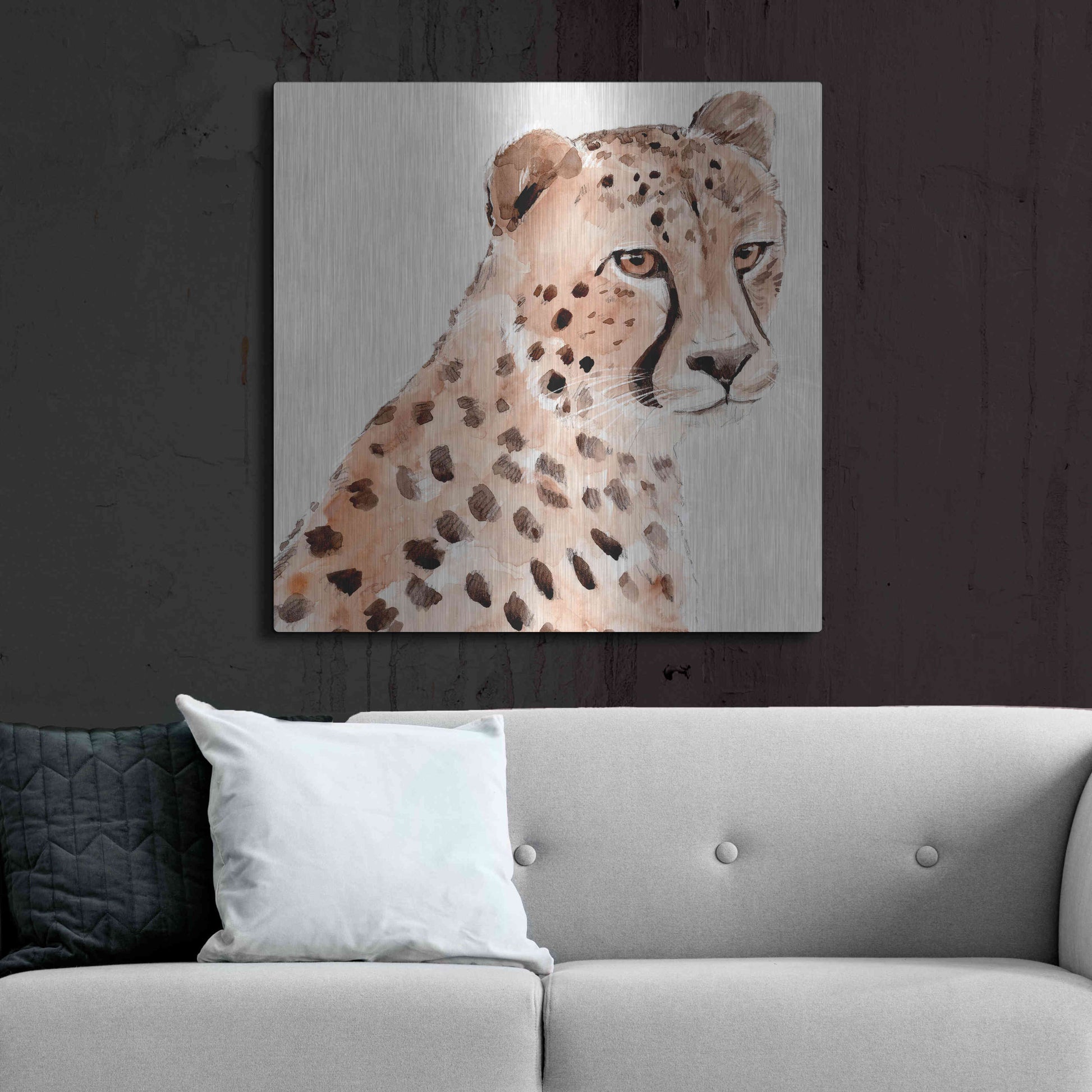 Luxe Metal Art 'Saharan Cheetah II' by Annie Warren, Metal Wall Art,36x36