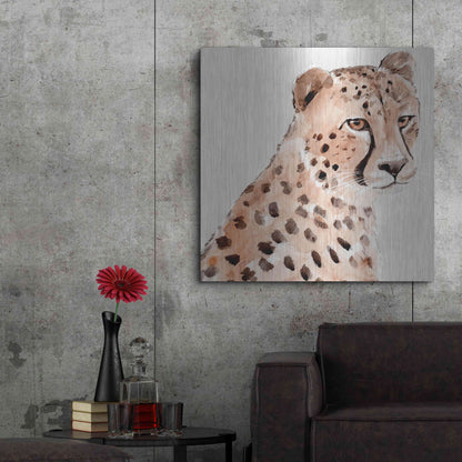 Luxe Metal Art 'Saharan Cheetah II' by Annie Warren, Metal Wall Art,36x36