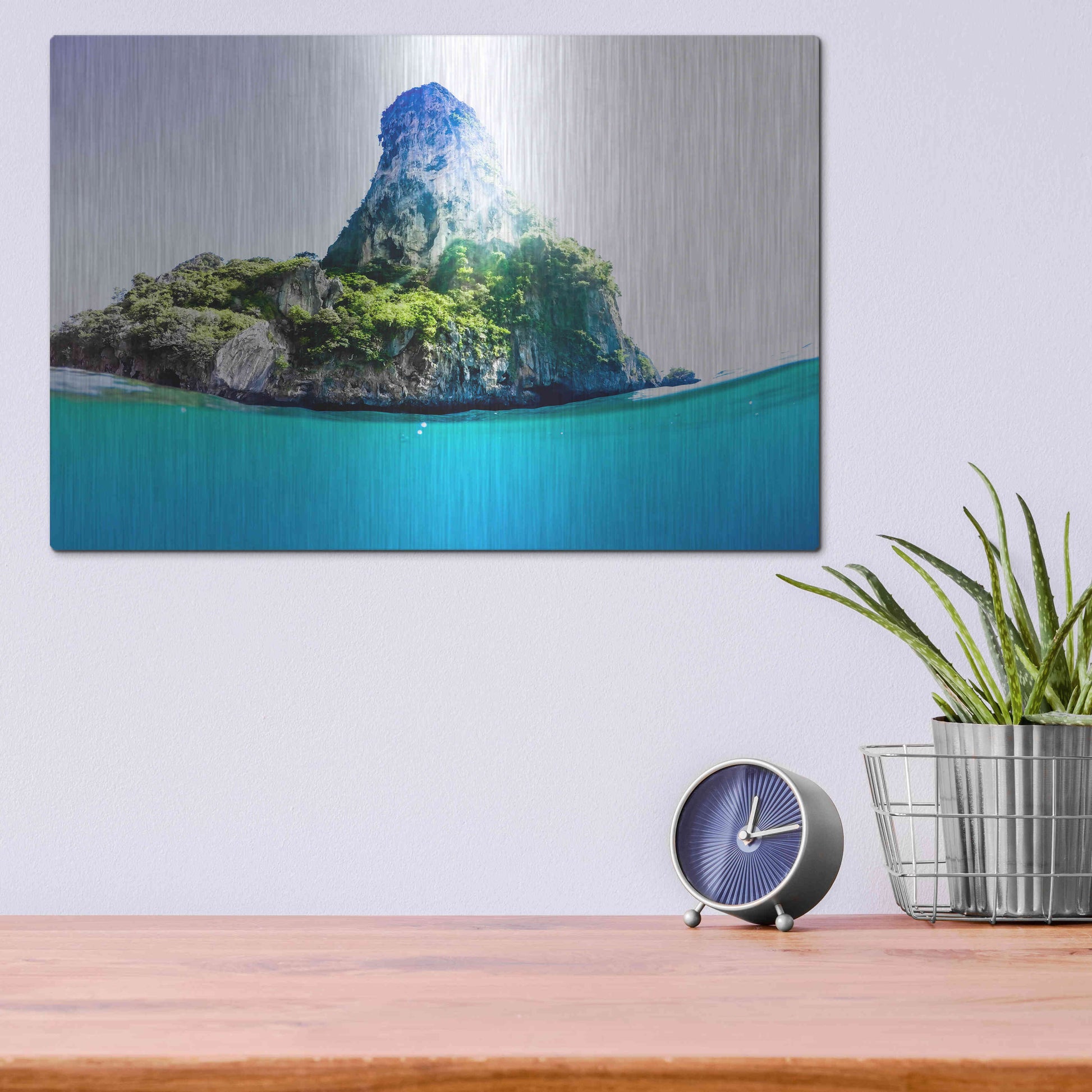 Luxe Metal Art 'Tropical Island' by Nicklas Gustafsson, Metal Wall Art,16x12