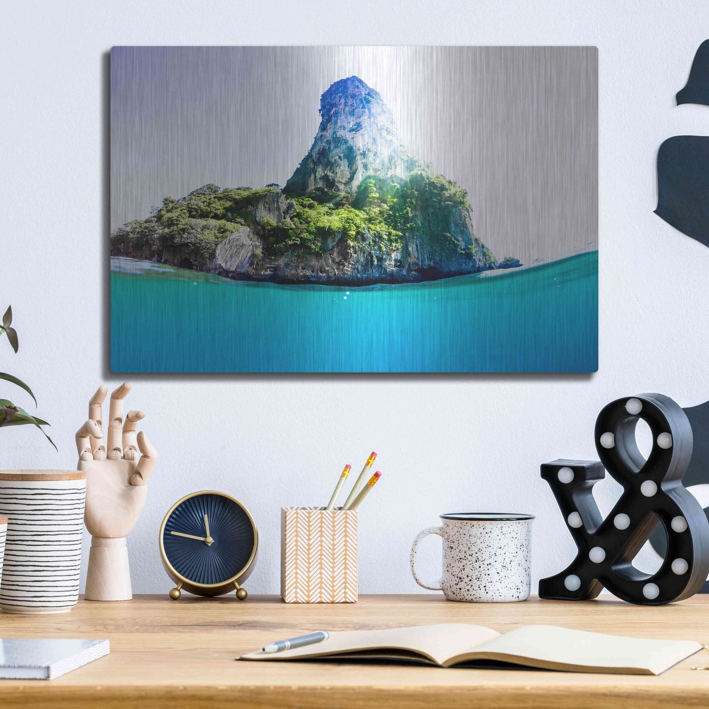 Luxe Metal Art 'Tropical Island' by Nicklas Gustafsson, Metal Wall Art,16x12