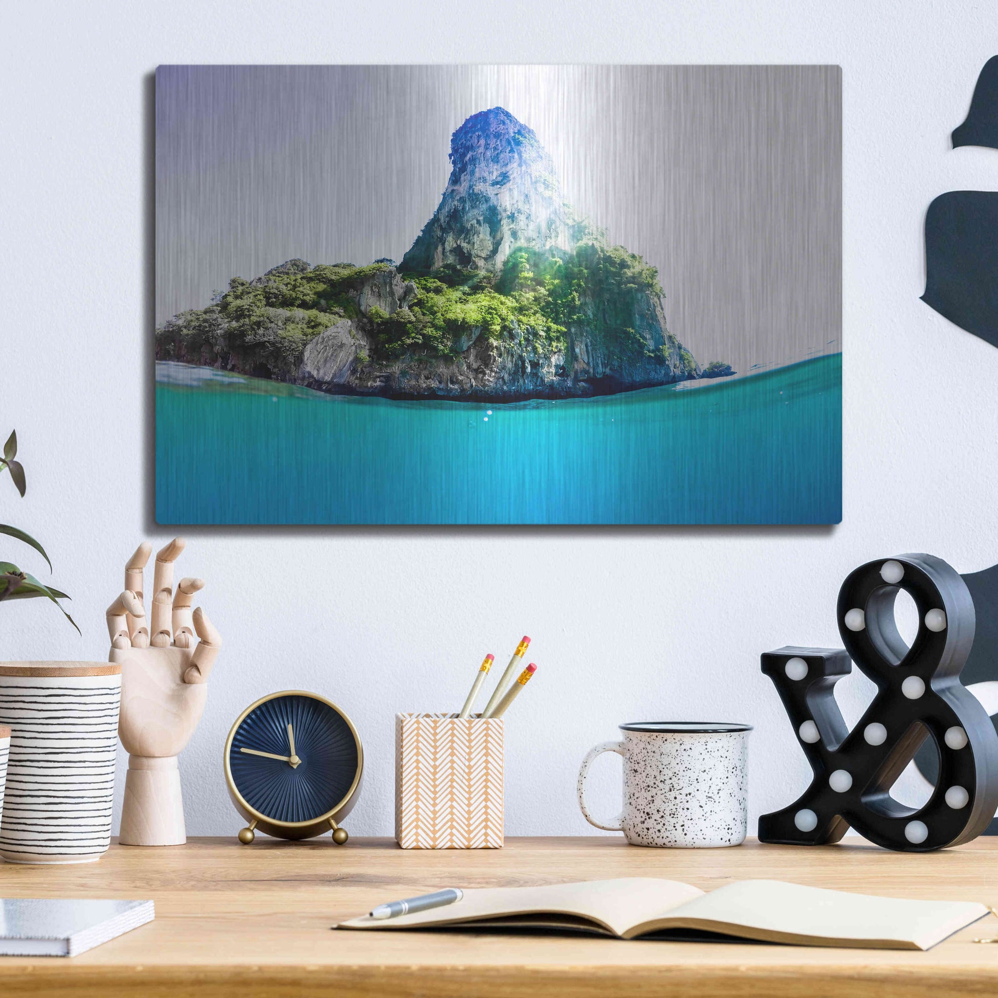 Luxe Metal Art 'Tropical Island' by Nicklas Gustafsson, Metal Wall Art,16x12