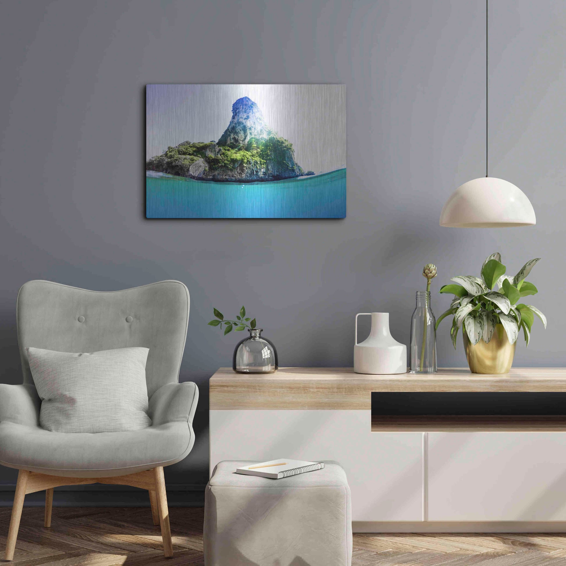 Luxe Metal Art 'Tropical Island' by Nicklas Gustafsson, Metal Wall Art,24x16