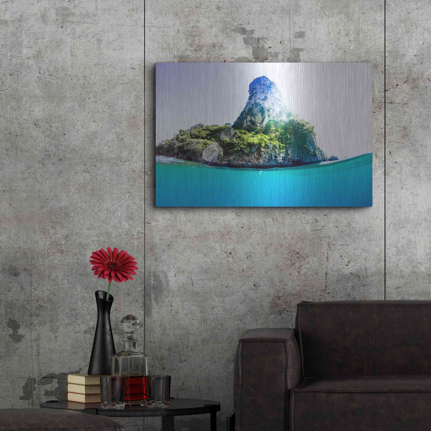 Luxe Metal Art 'Tropical Island' by Nicklas Gustafsson, Metal Wall Art,36x24
