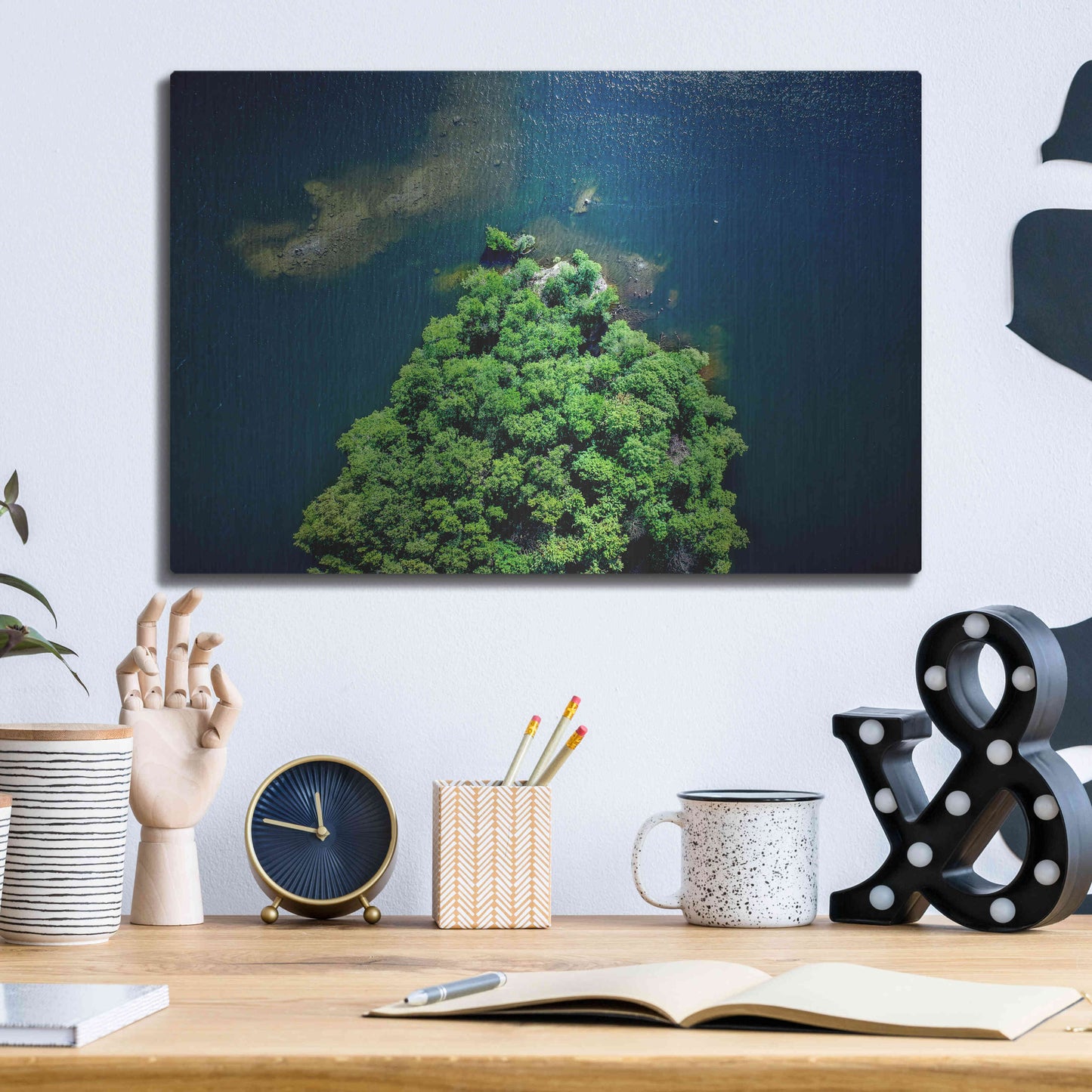 Luxe Metal Art 'Archipelago Island' by Nicklas Gustafsson, Metal Wall Art,16x12
