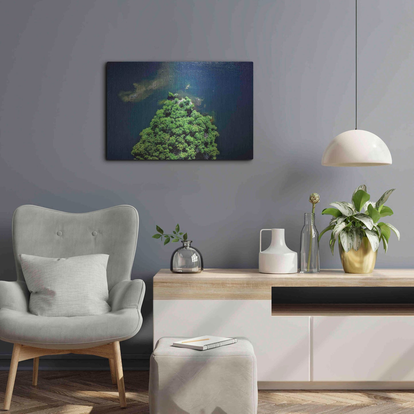 Luxe Metal Art 'Archipelago Island' by Nicklas Gustafsson, Metal Wall Art,24x16