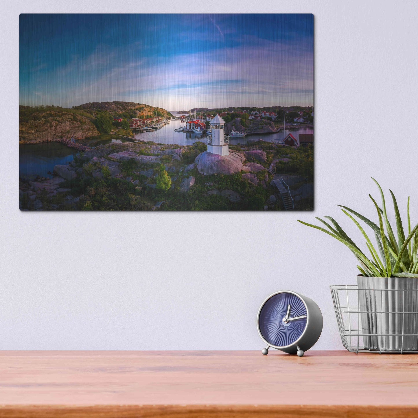 Luxe Metal Art 'Sunset Over Old Fishing Port' by Nicklas Gustafsson, Metal Wall Art,16x12