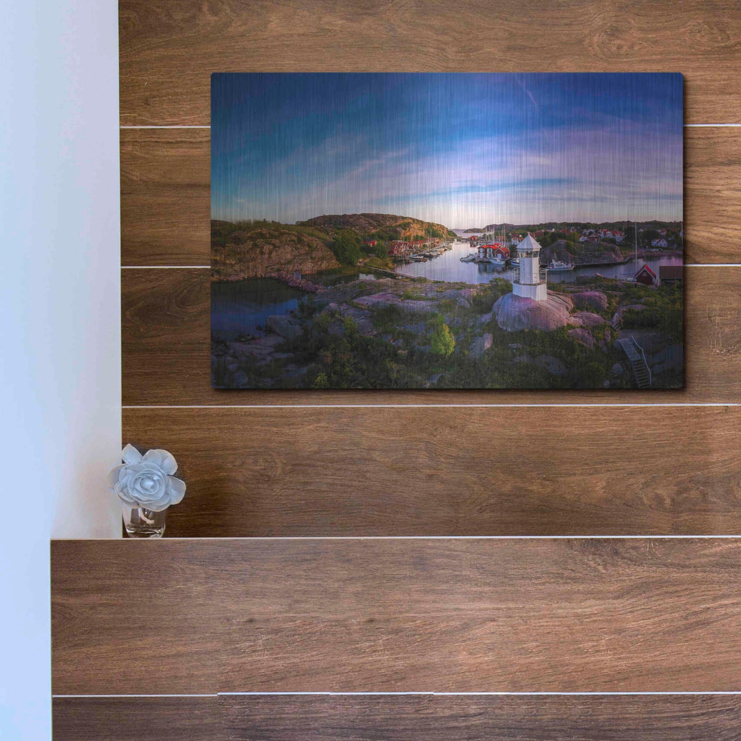 Luxe Metal Art 'Sunset Over Old Fishing Port' by Nicklas Gustafsson, Metal Wall Art,16x12