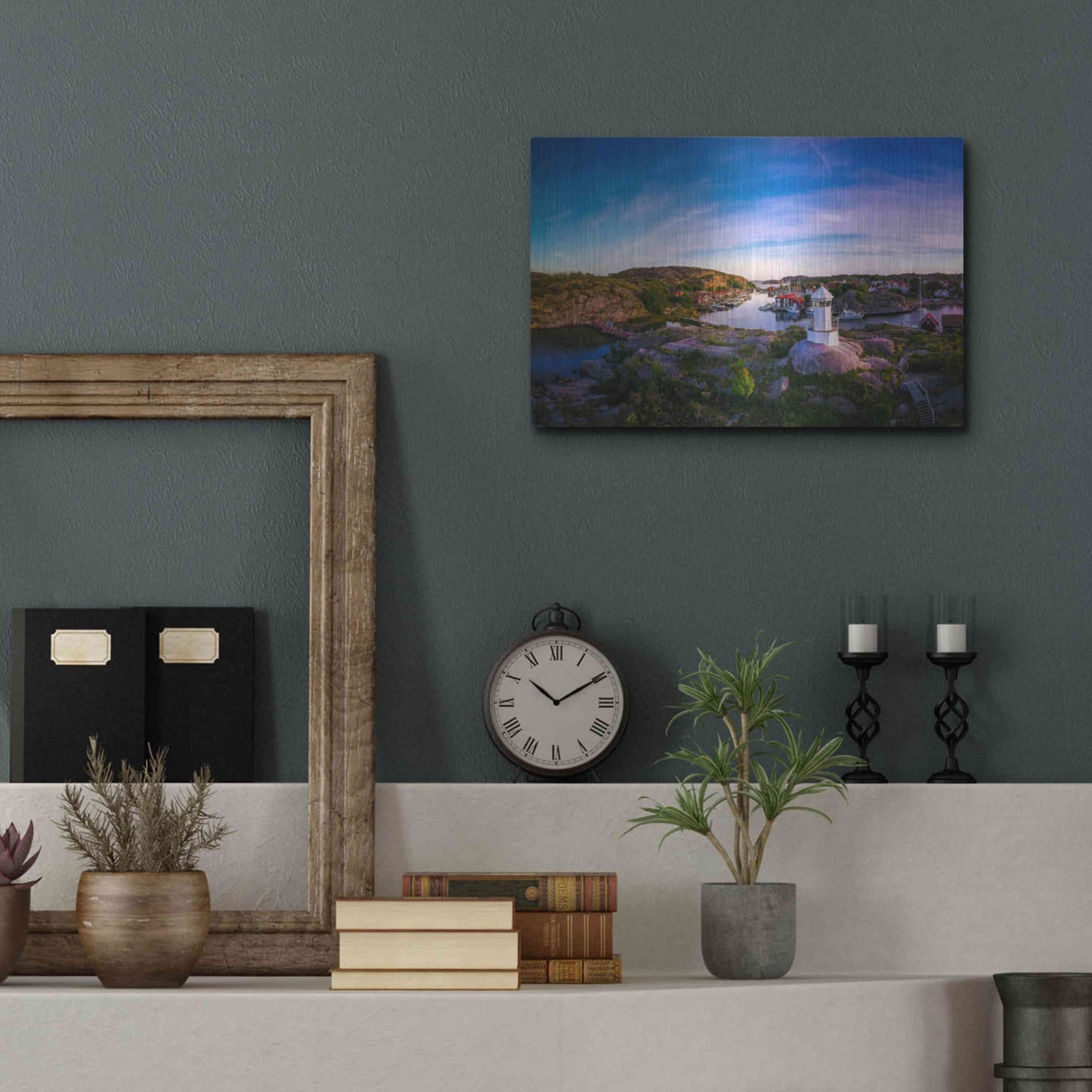 Luxe Metal Art 'Sunset Over Old Fishing Port' by Nicklas Gustafsson, Metal Wall Art,16x12