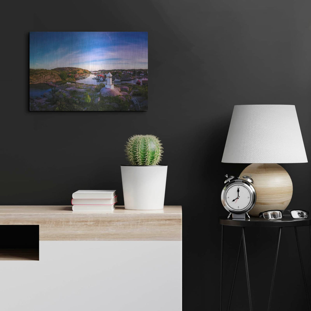 'Sunset Over Old Fishing Port' by Nicklas Gustafsson – Metal Wall Art, 24x16 room view