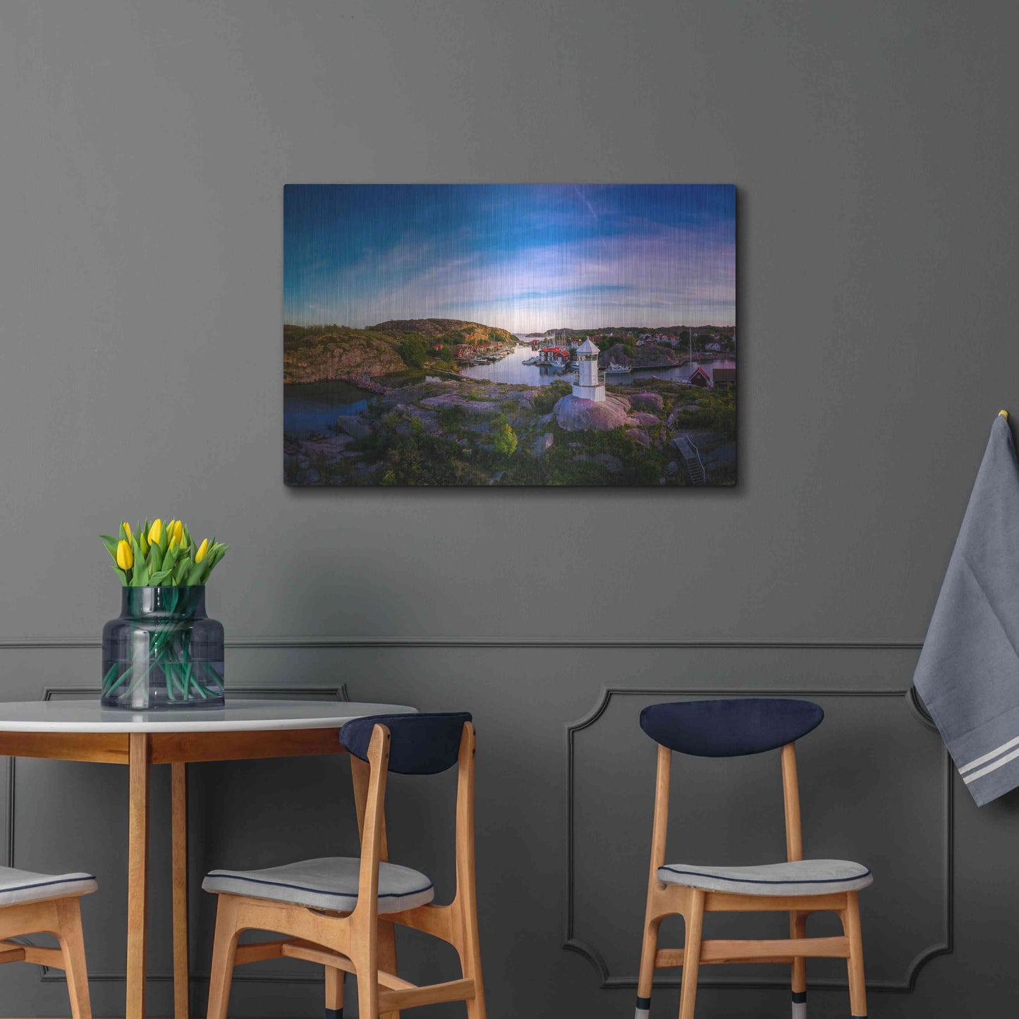 Luxe Metal Art 'Sunset Over Old Fishing Port' by Nicklas Gustafsson, Metal Wall Art,36x24