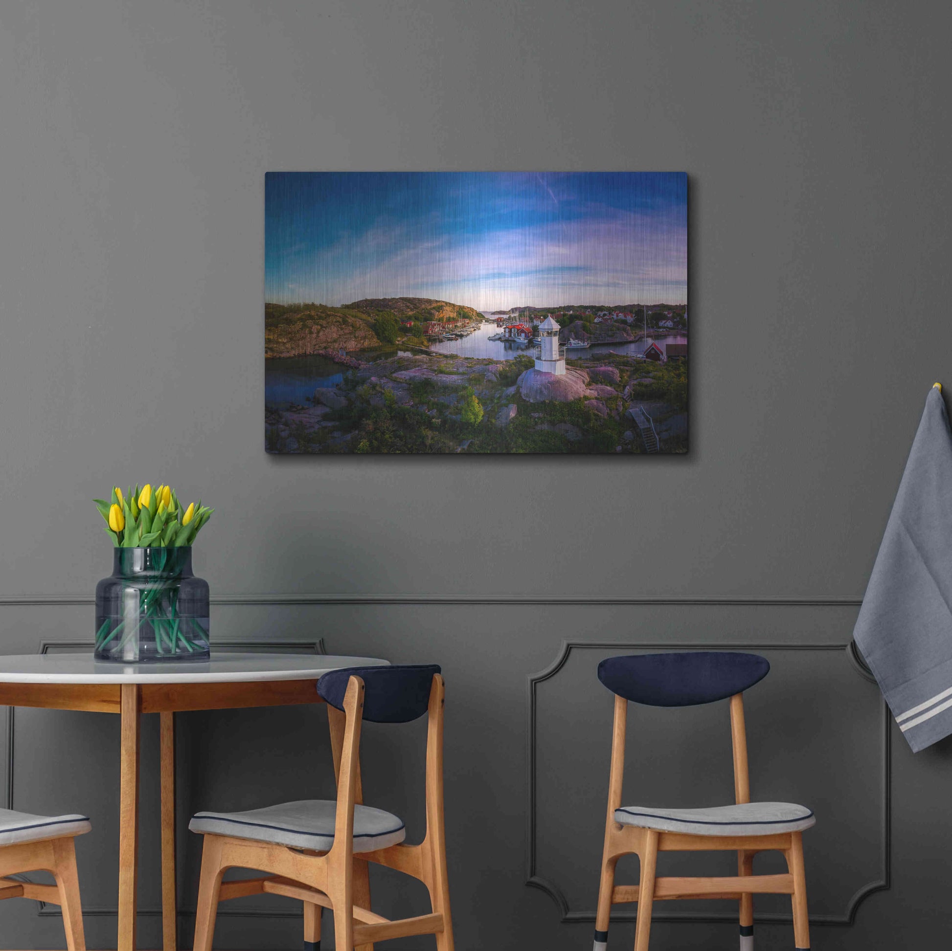 Luxe Metal Art 'Sunset Over Old Fishing Port' by Nicklas Gustafsson, Metal Wall Art,36x24