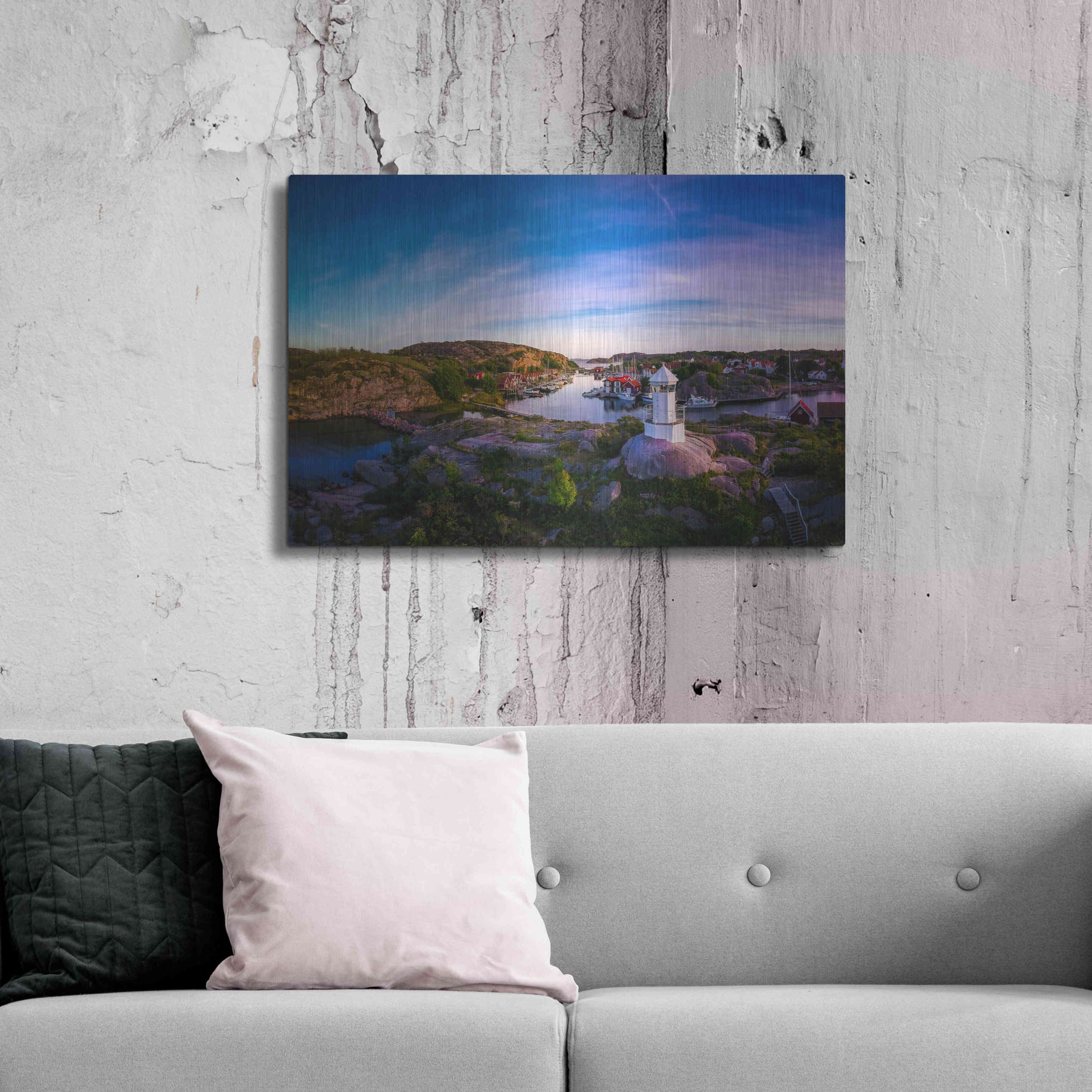 Luxe Metal Art 'Sunset Over Old Fishing Port' by Nicklas Gustafsson, Metal Wall Art,36x24