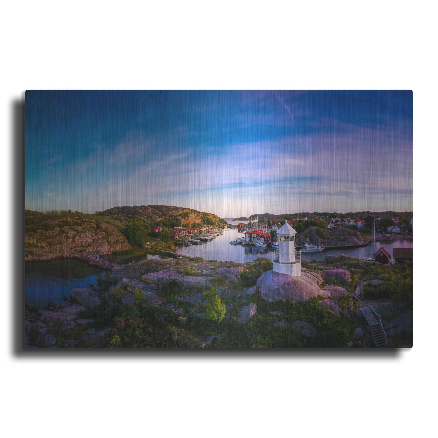 Luxe Metal Art 'Sunset Over Old Fishing Port' by Nicklas Gustafsson, Metal Wall Art