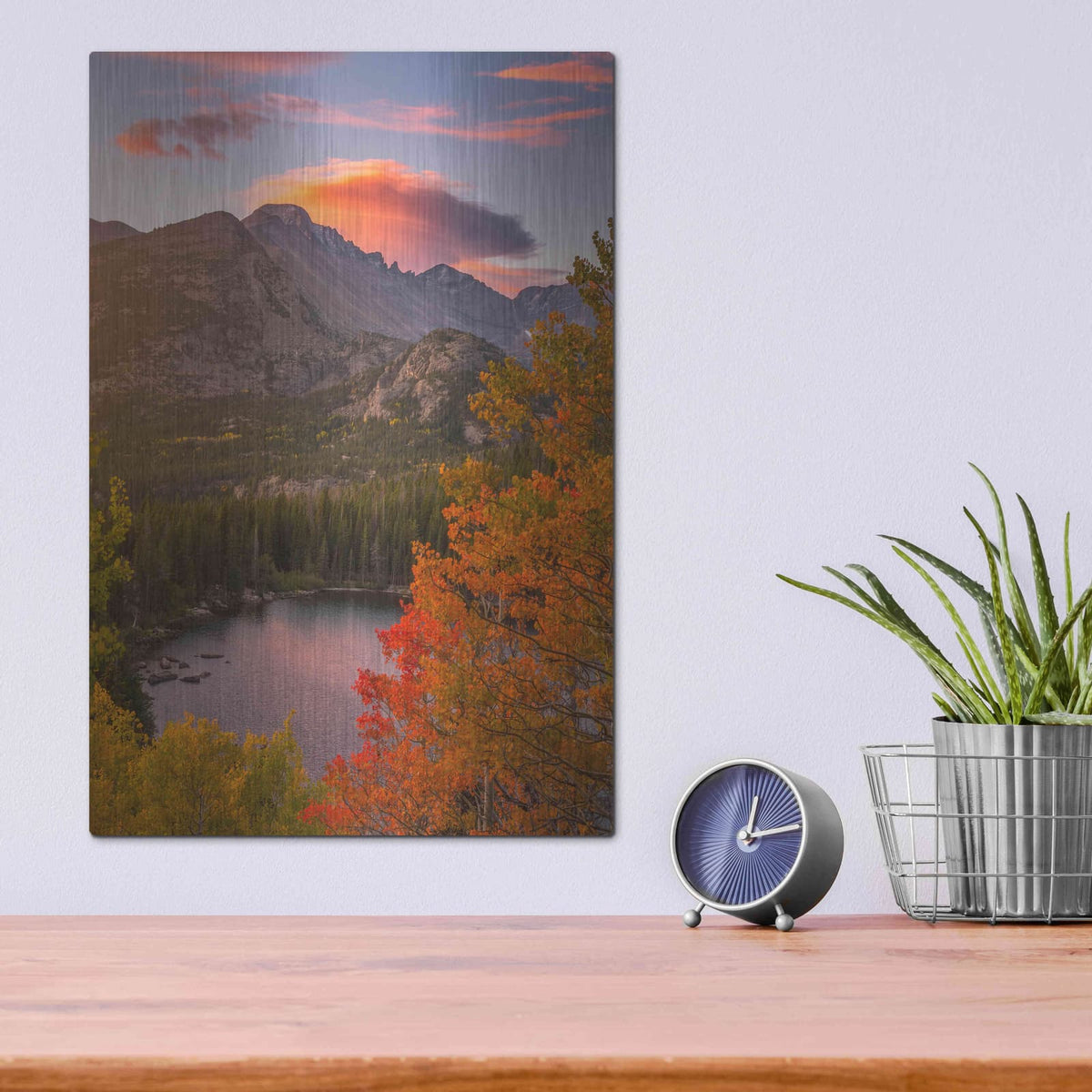 'Autumn Sunrise over Longs Peak - Rocky Mountain National Park' by Darren White – Metal Wall Art, 12x16 room view