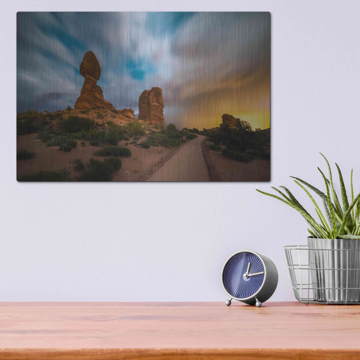 'Balanced Light show - Arches National Park' by Darren White – Metal Wall Art, 16x12 room view