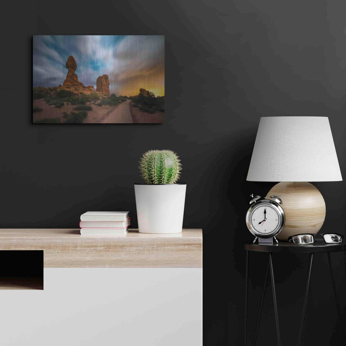 'Balanced Light show - Arches National Park' by Darren White – Metal Wall Art, 24x16 room view
