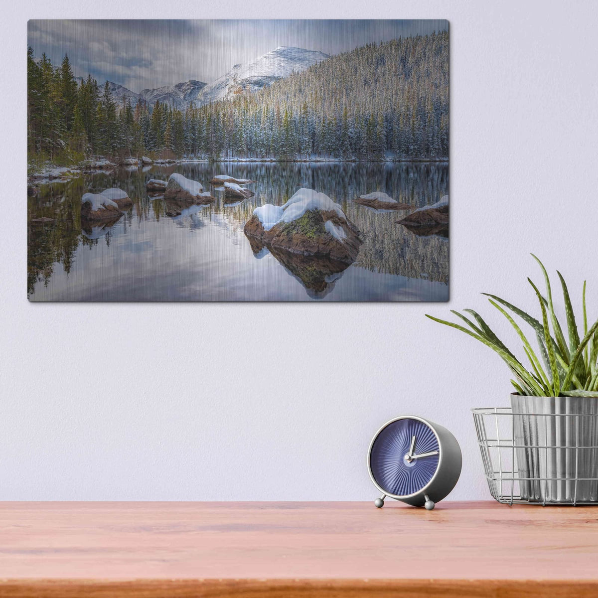 'Bear Lake Holiday - Rocky Mountain National Park' by Darren White – Metal Wall Art, 16x12 room view