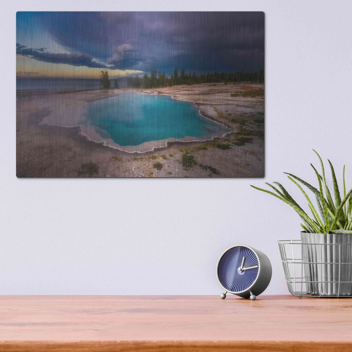 'Black Pool Storm - Yellowstone National Park' by Darren White – Metal Wall Art, 16x12 room view