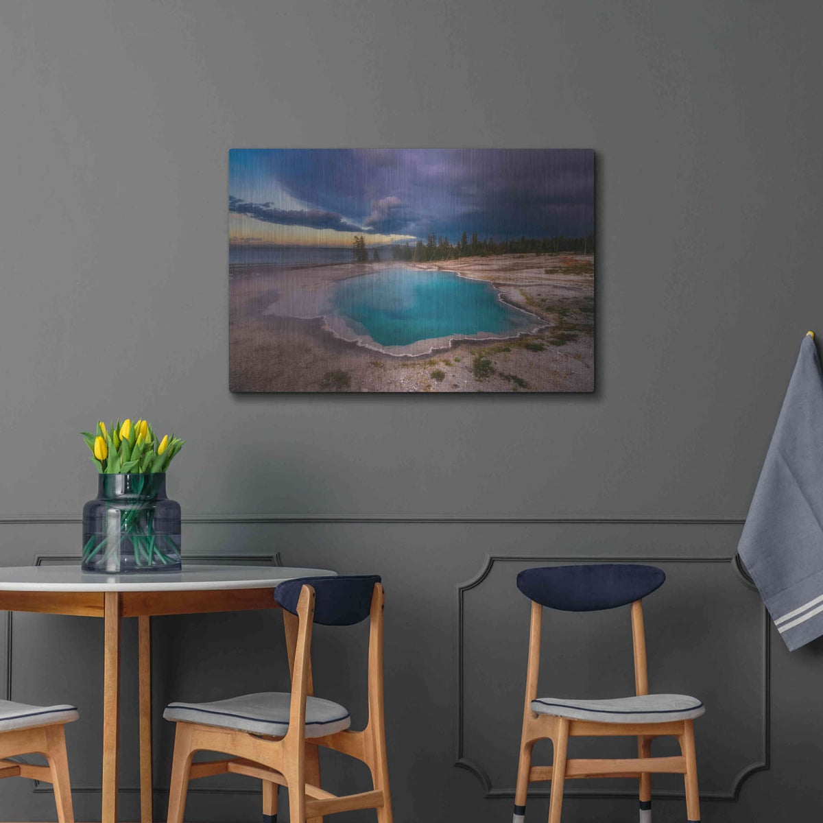 'Black Pool Storm - Yellowstone National Park' by Darren White – Metal Wall Art, 36x24 room view