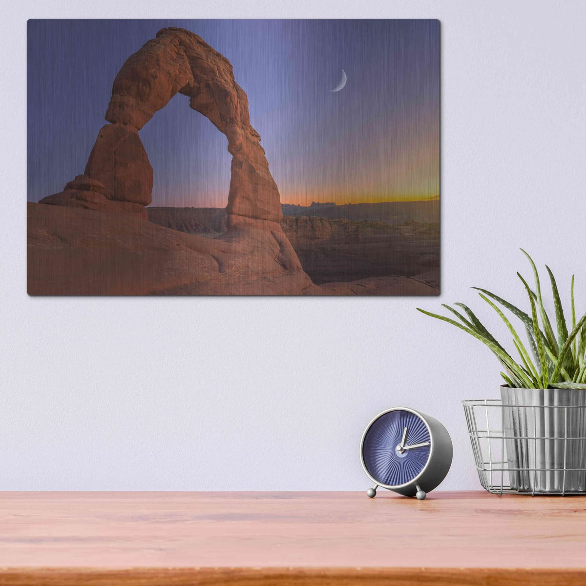 'Delicate Moon - Arches National Park' by Darren White – Metal Wall Art, 16x12 room view