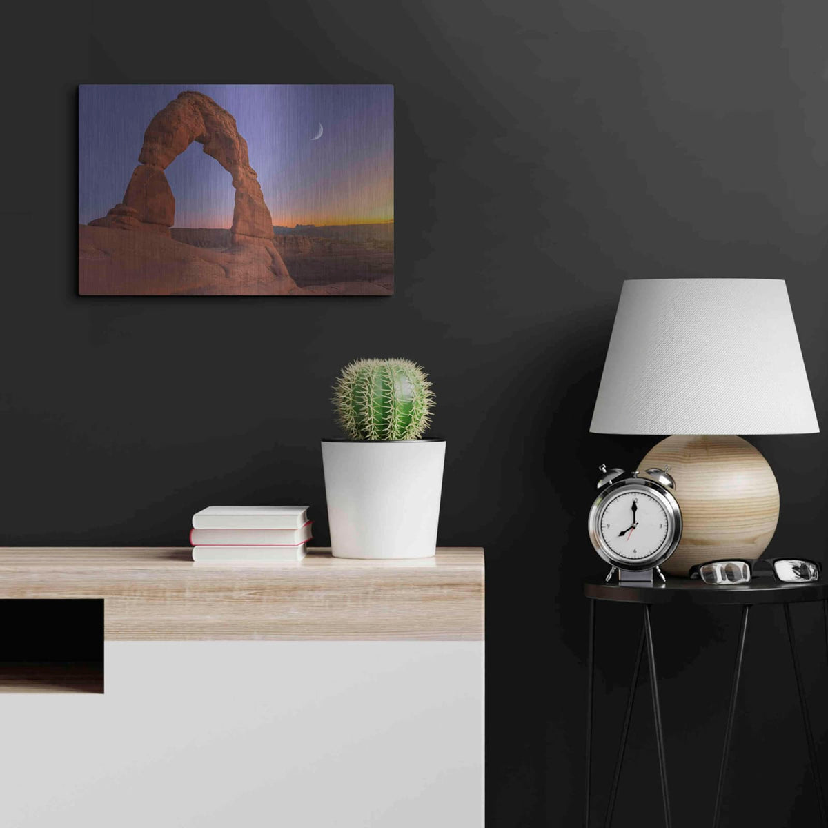 'Delicate Moon - Arches National Park' by Darren White – Metal Wall Art, 24x16 room view