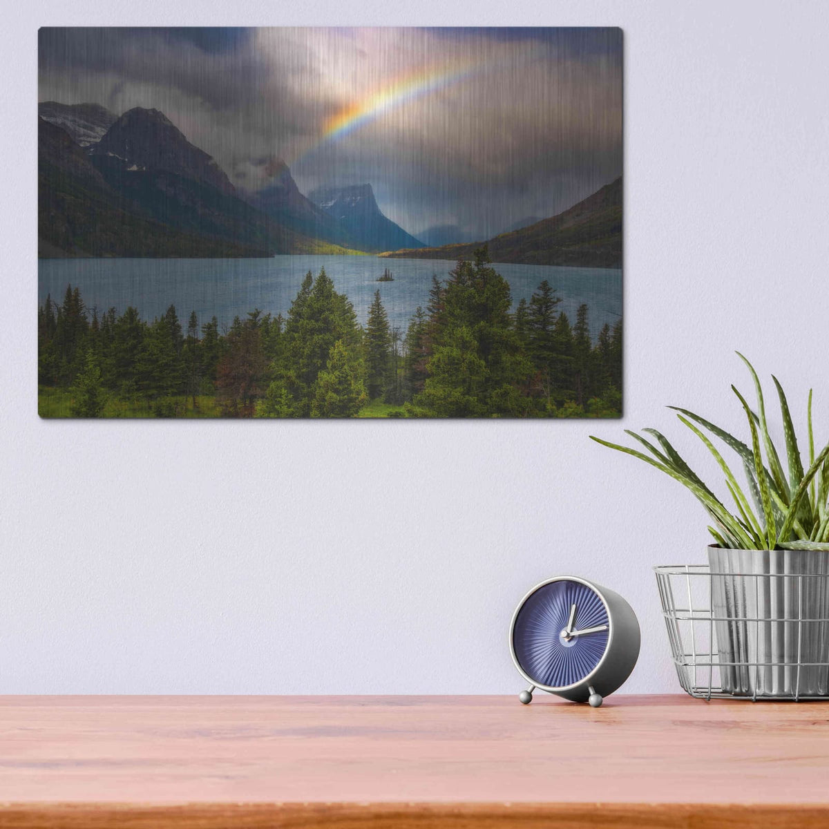 'Glacier Rainbow - Glacier National Park' by Darren White – Metal Wall Art, 16x12 room view