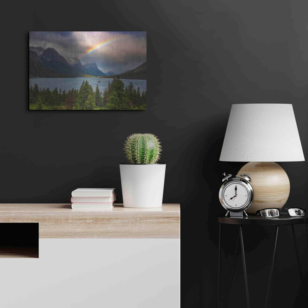 'Glacier Rainbow - Glacier National Park' by Darren White – Metal Wall Art, 24x16 room view