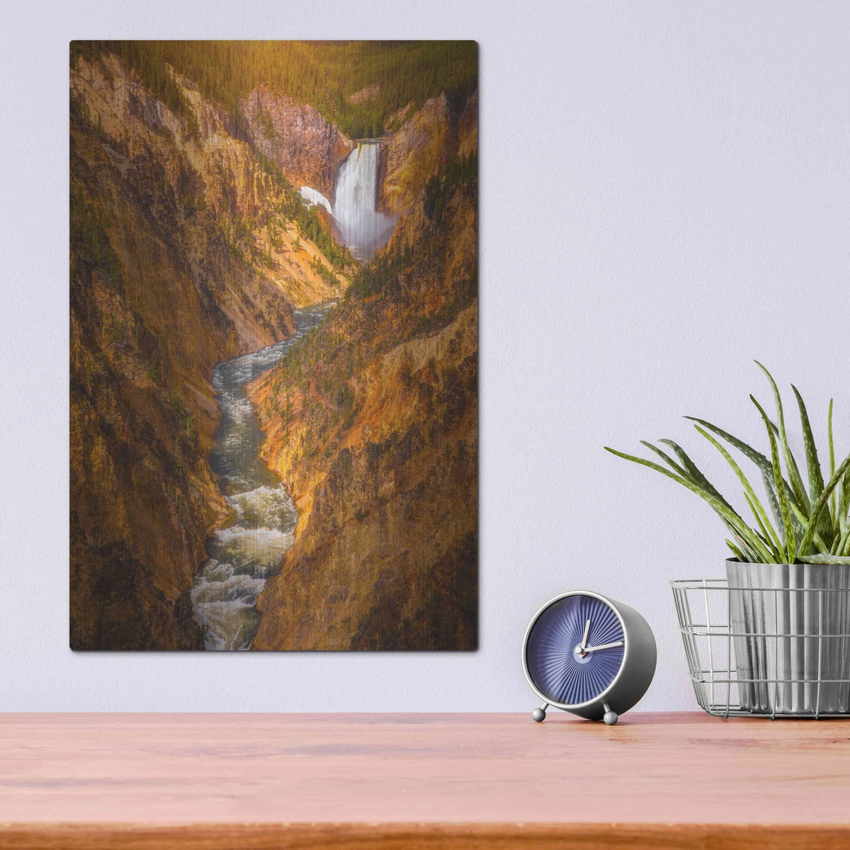 'Golden Falls of Yellowstone - Yellowstone National Park' by Darren White – Metal Wall Art, 12x16 room view