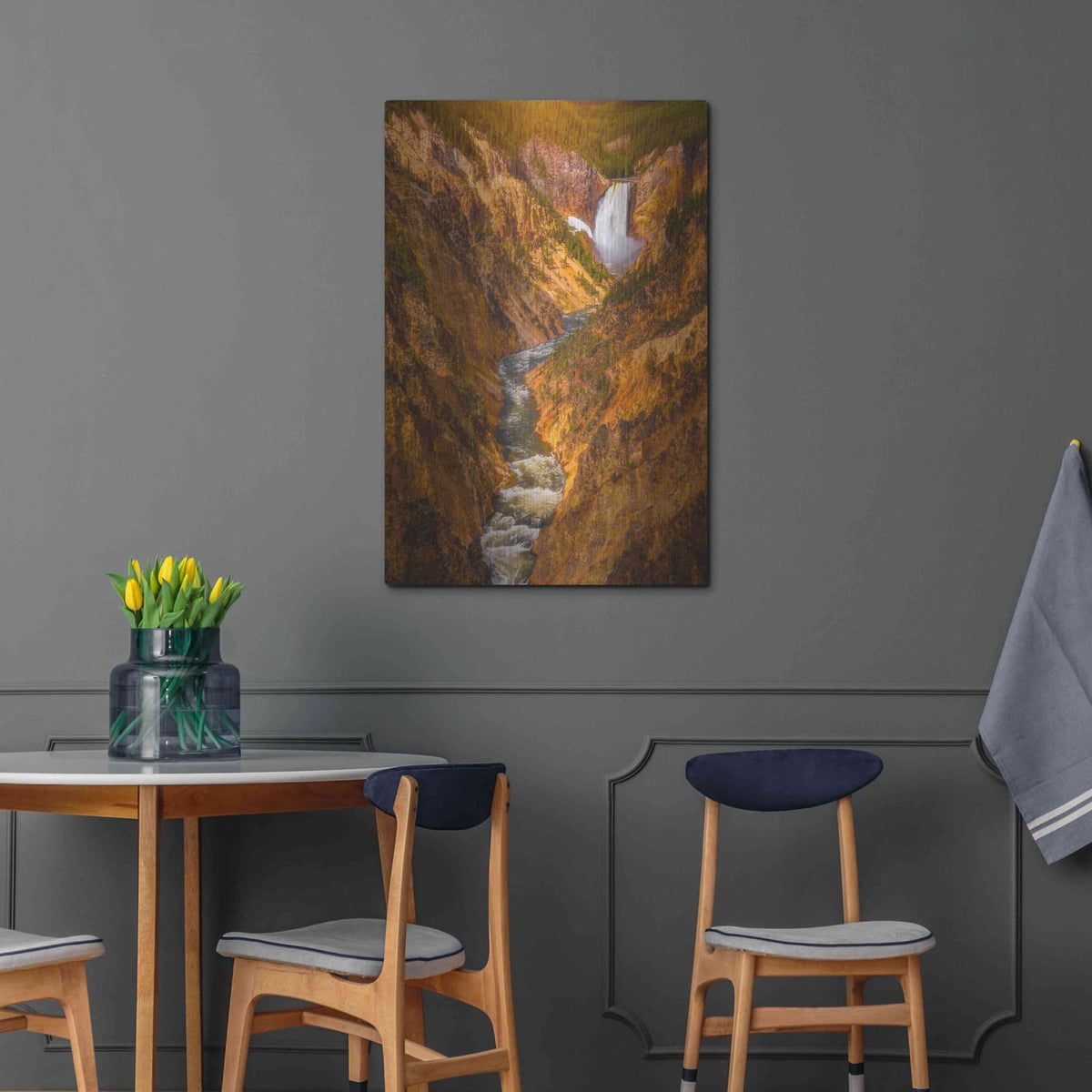 'Golden Falls of Yellowstone - Yellowstone National Park' by Darren White – Metal Wall Art, 24x36 room view