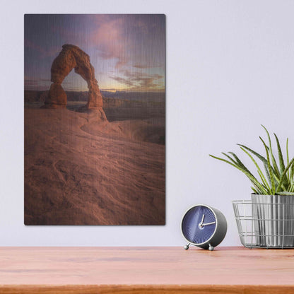 Luxe Metal Art 'Lonesome Sunset - Arches National Park' by Darren White, Metal Wall Art,12x16