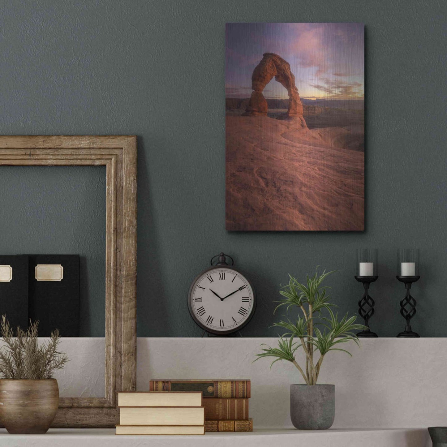 Luxe Metal Art 'Lonesome Sunset - Arches National Park' by Darren White, Metal Wall Art,12x16