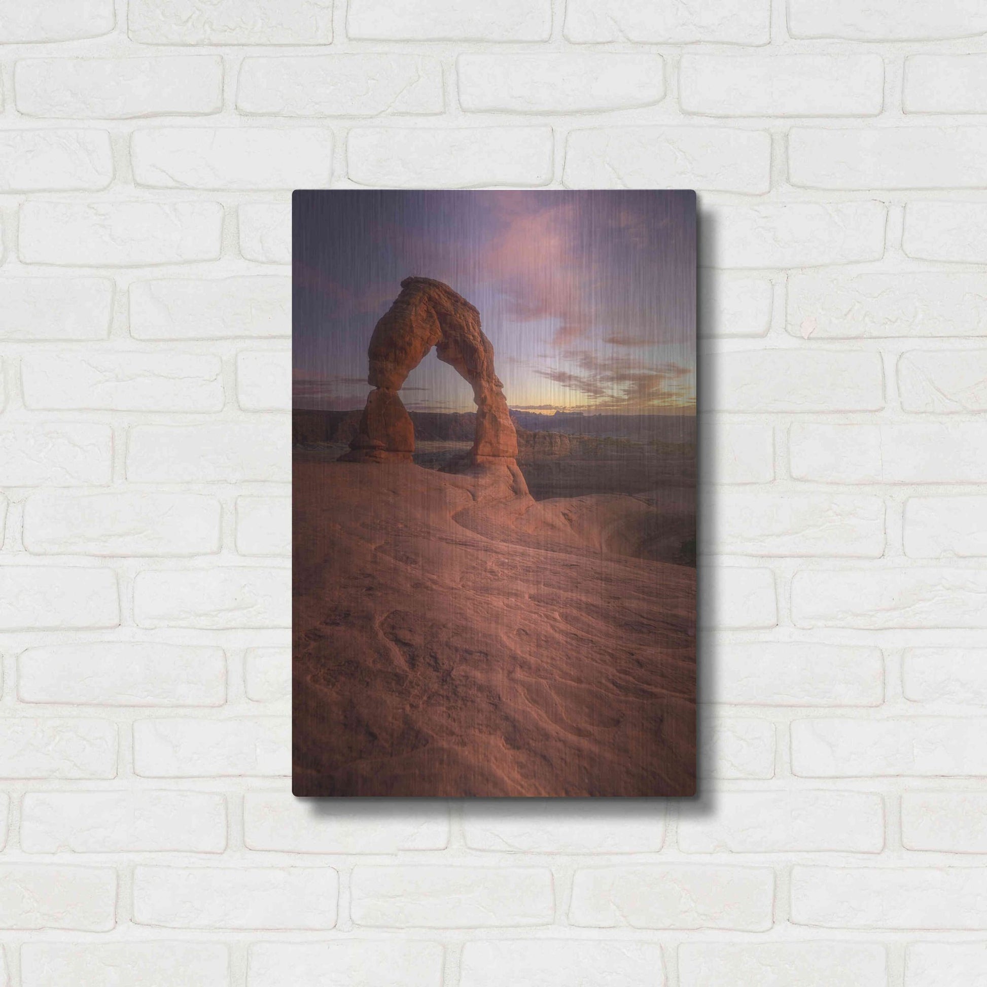 Luxe Metal Art 'Lonesome Sunset - Arches National Park' by Darren White, Metal Wall Art,16x24