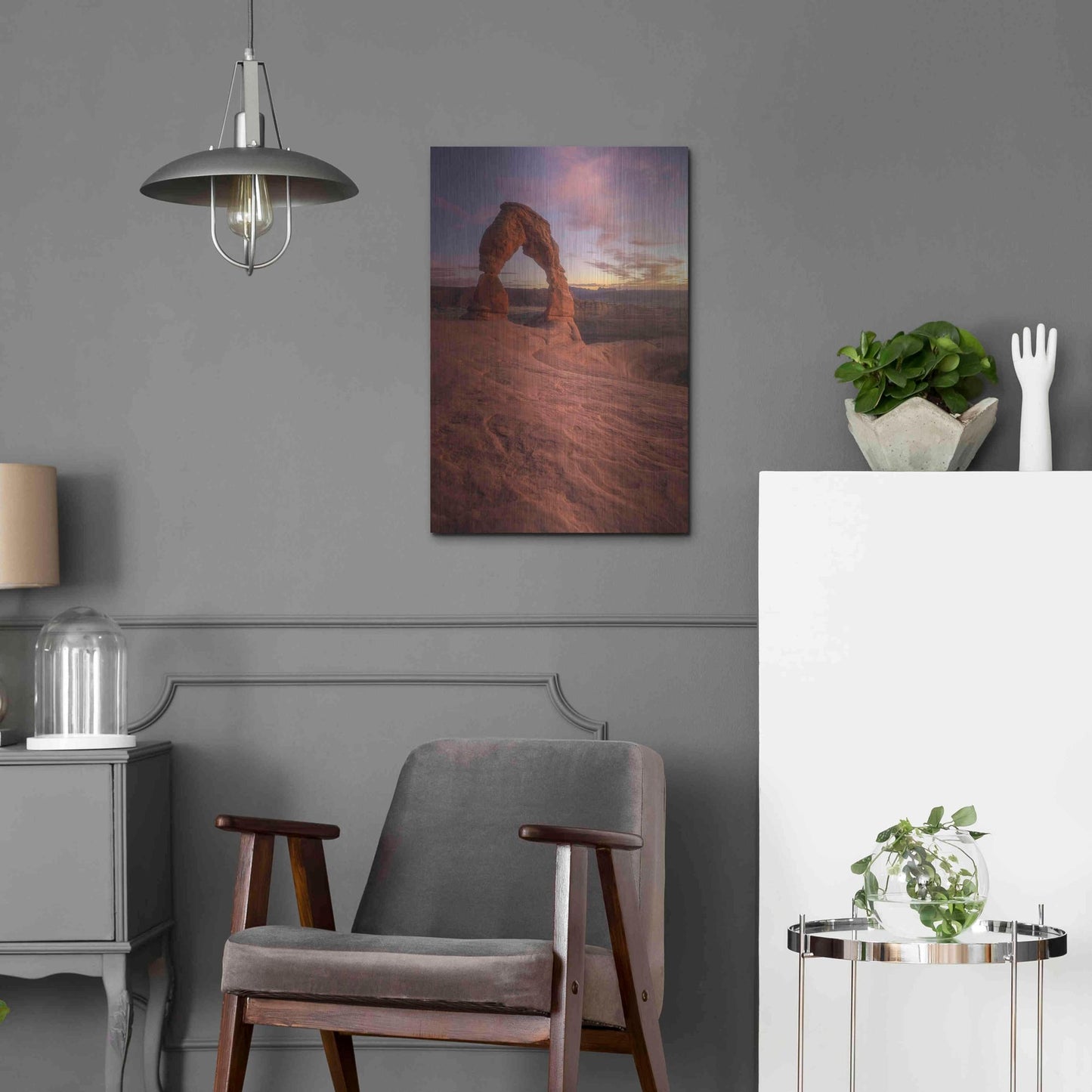 Luxe Metal Art 'Lonesome Sunset - Arches National Park' by Darren White, Metal Wall Art,16x24