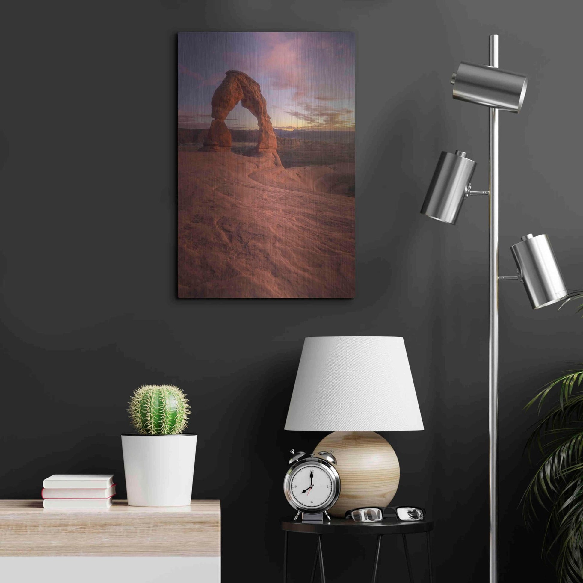 Luxe Metal Art 'Lonesome Sunset - Arches National Park' by Darren White, Metal Wall Art,16x24